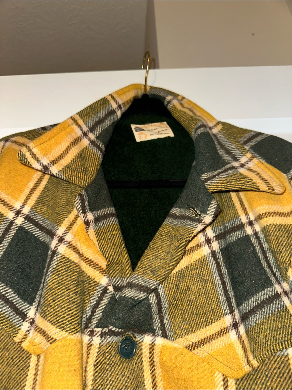 Vintage Sears Work Outerwear Yellow Plaid Button Front Jacket Unisex - Picture 3 of 6